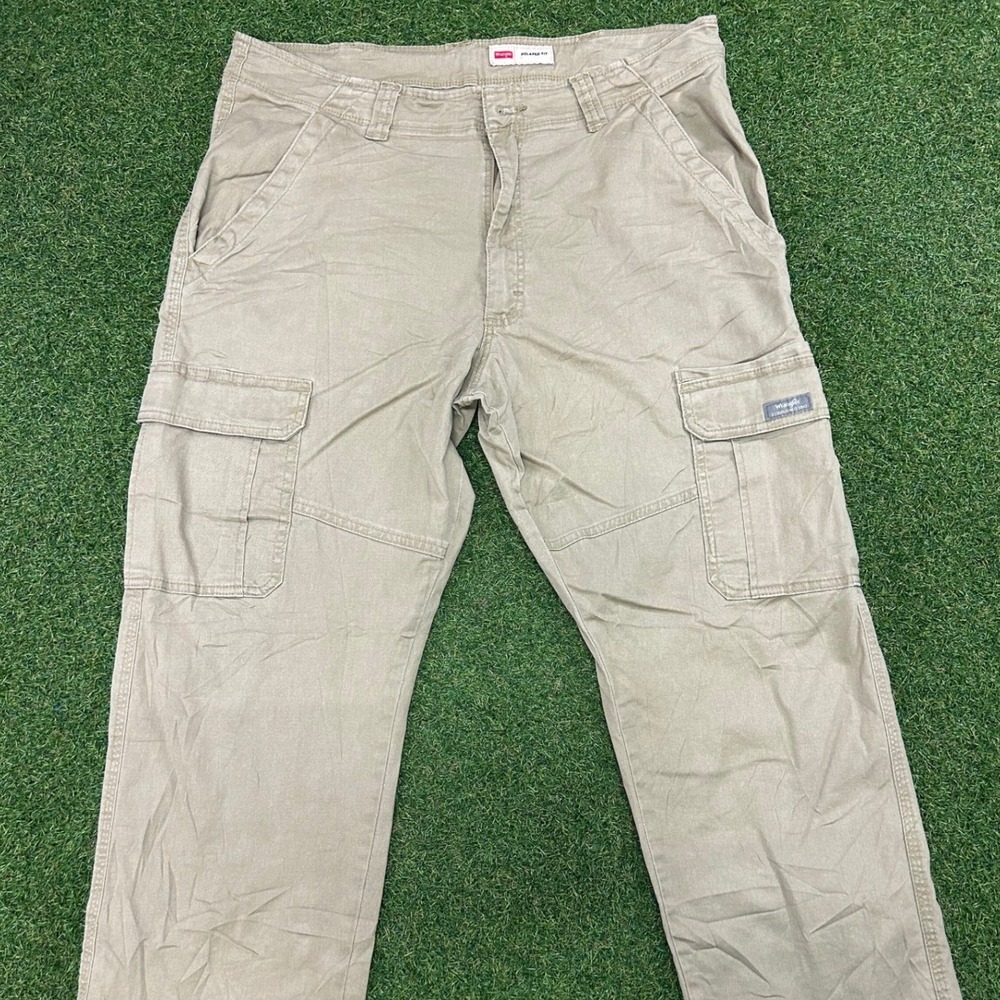 Wrangler Mens Cargo Pants Tan Khaki Straight Fit Stretch 70ABWEW 36x30